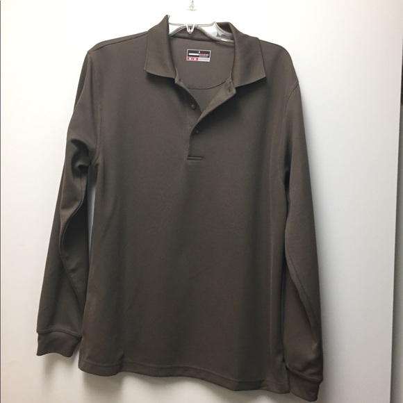 Men’s longsleeve brown polo shirt by grand slam - Picture 1 of 2